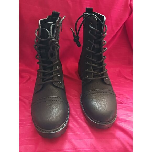 Seychelles Womens Black Combat Boots 6.5M Amy Lace-Up & Side Zipper - Picture 12 of 13